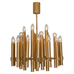 1 of the 2 Large Brass Chandelier or Sputnik by Angelo Brotto for Esperia Italia