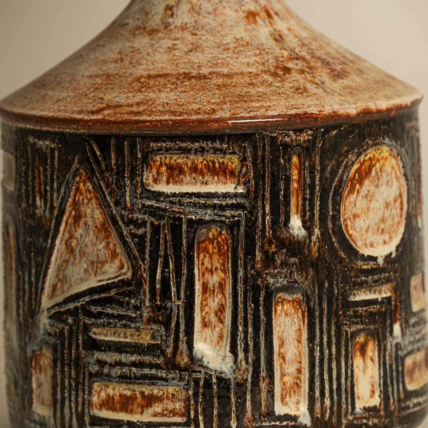 1 of the 2 Large Danisch Ceramic Table Lamps with Custom Silk Lampshade R Houben For Sale 2