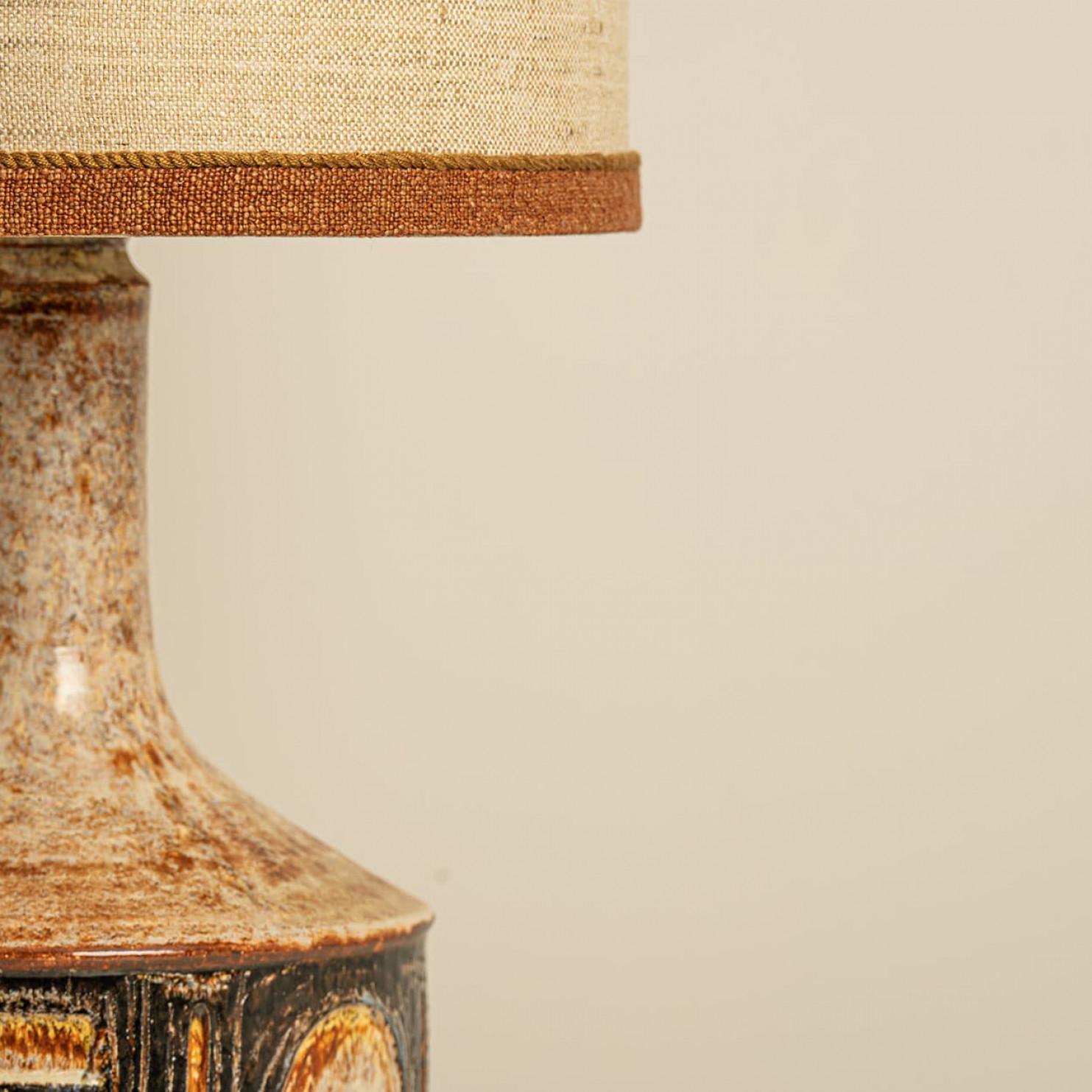 1 of the 2 Large Danisch Ceramic Table Lamps with Custom Silk Lampshade R Houben For Sale 2