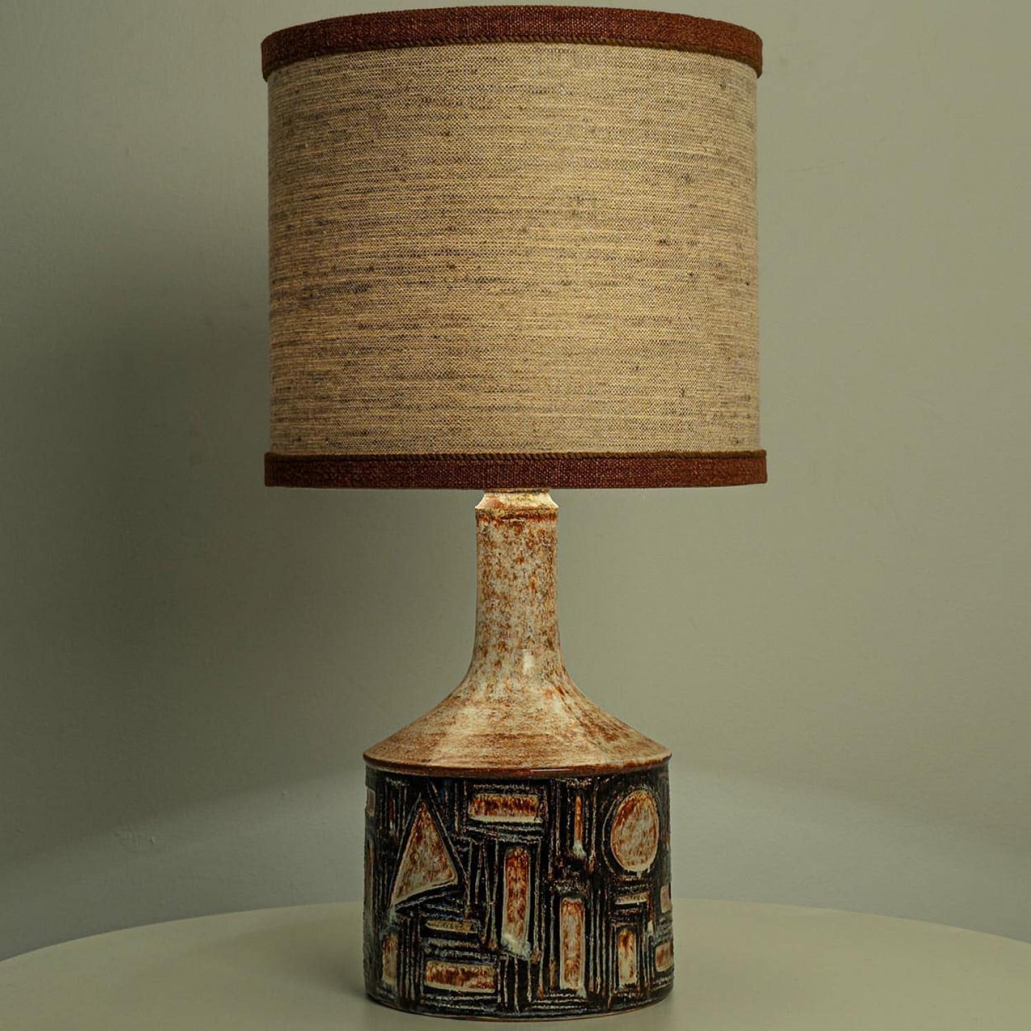 1 of the 2 Large Danisch Ceramic Table Lamps with Custom Silk Lampshade R Houben For Sale 3
