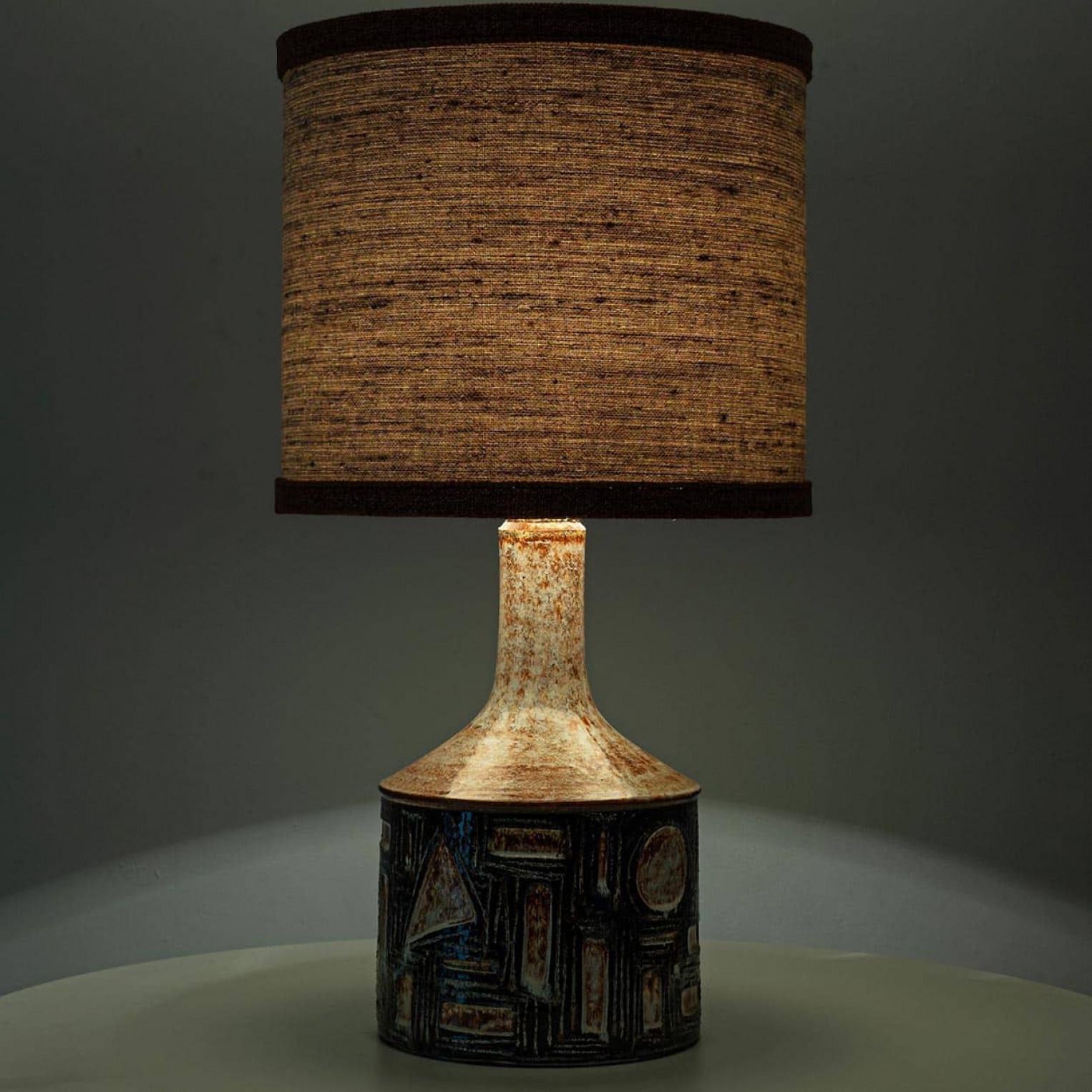 1 of the 2 Large Danisch Ceramic Table Lamps with Custom Silk Lampshade R Houben For Sale 4