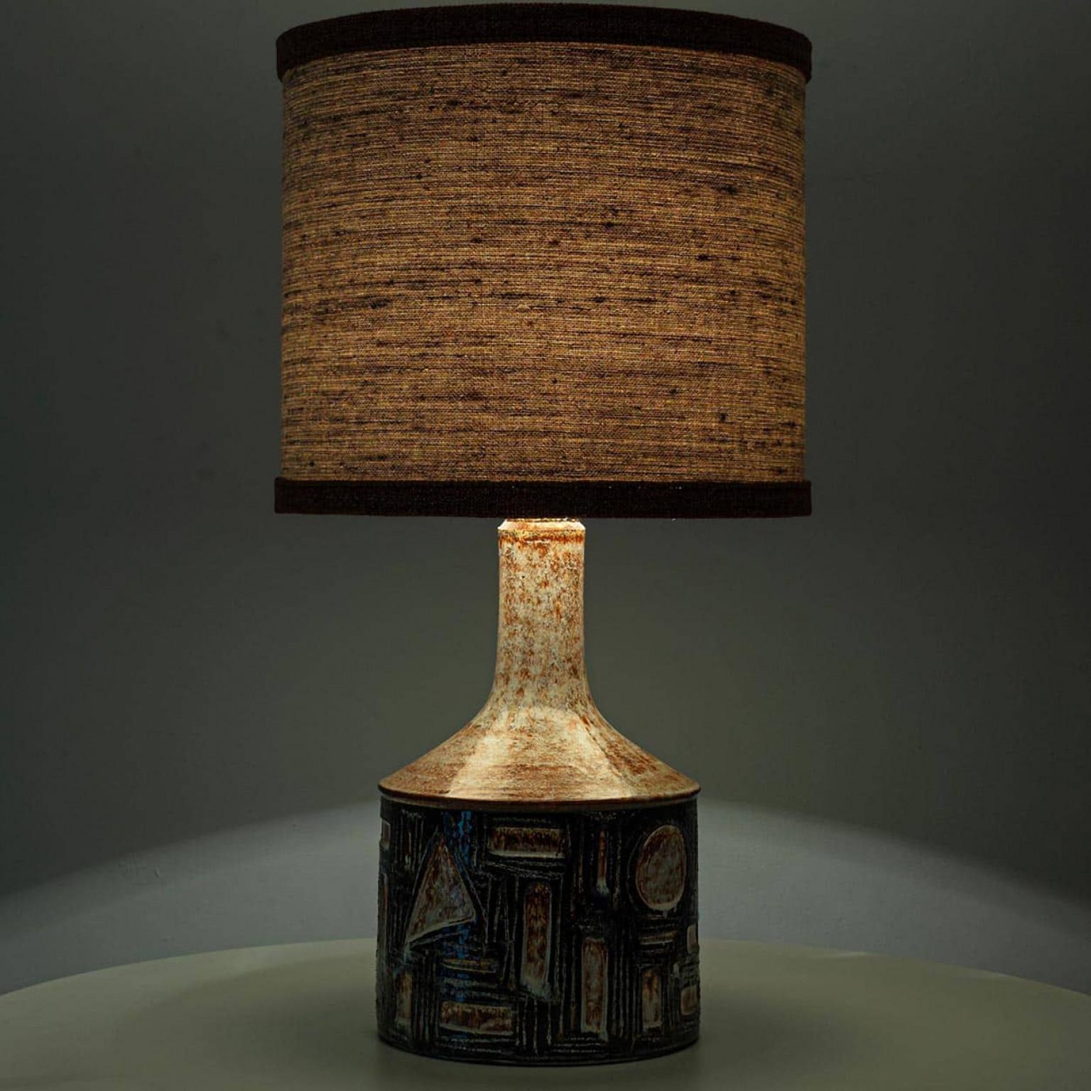 1 of the 2 Large Danisch Ceramic Table Lamps with Custom Silk Lampshade R Houben For Sale 5