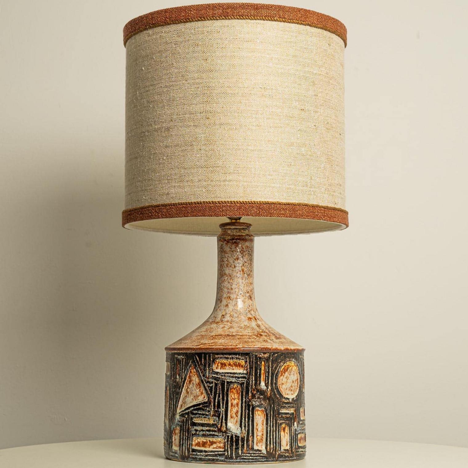 Other 1 of the 2 Large Danisch Ceramic Table Lamps with Custom Silk Lampshade R Houben For Sale