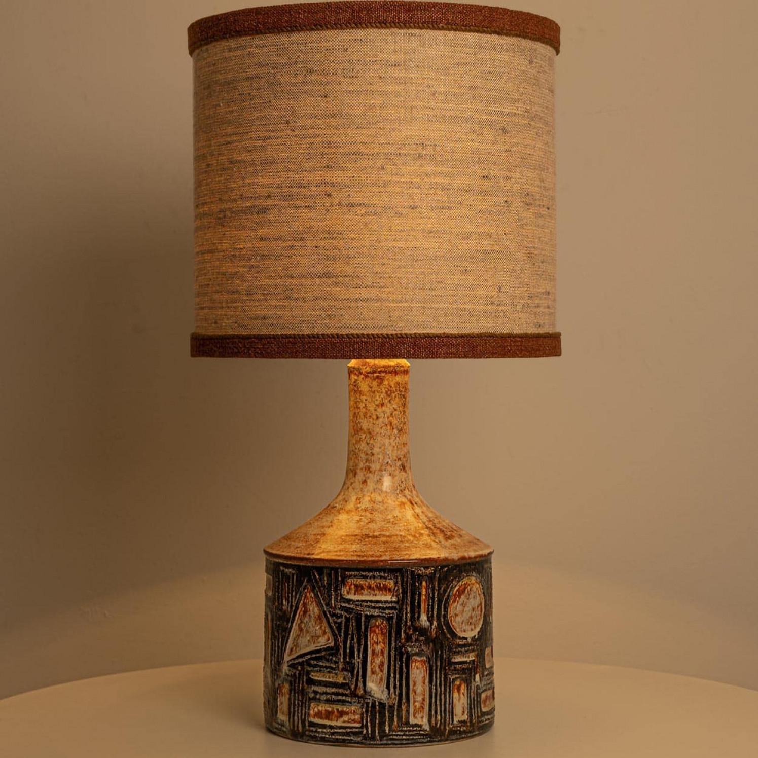 1 of the 2 Large Danisch Ceramic Table Lamps with Custom Silk Lampshade R Houben For Sale 1