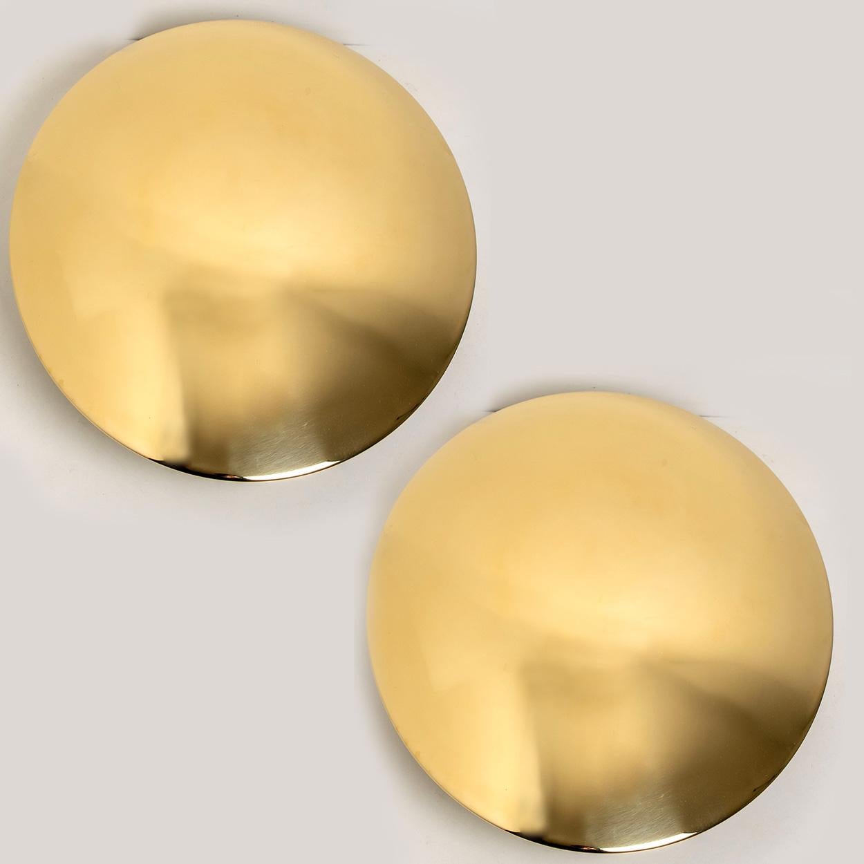 German 1 of the 2 Large Florian Schulz Brass Flushmount Ceiling /Wall Lights, 1970 For Sale