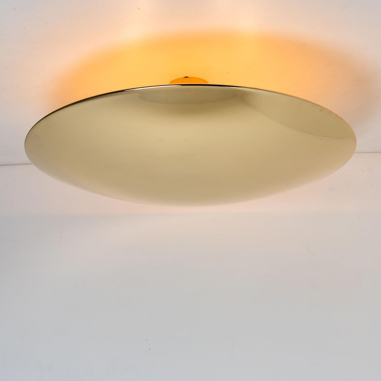 20th Century 1 of the 2 Large Florian Schulz Brass Flushmount Ceiling /Wall Lights, 1970 For Sale