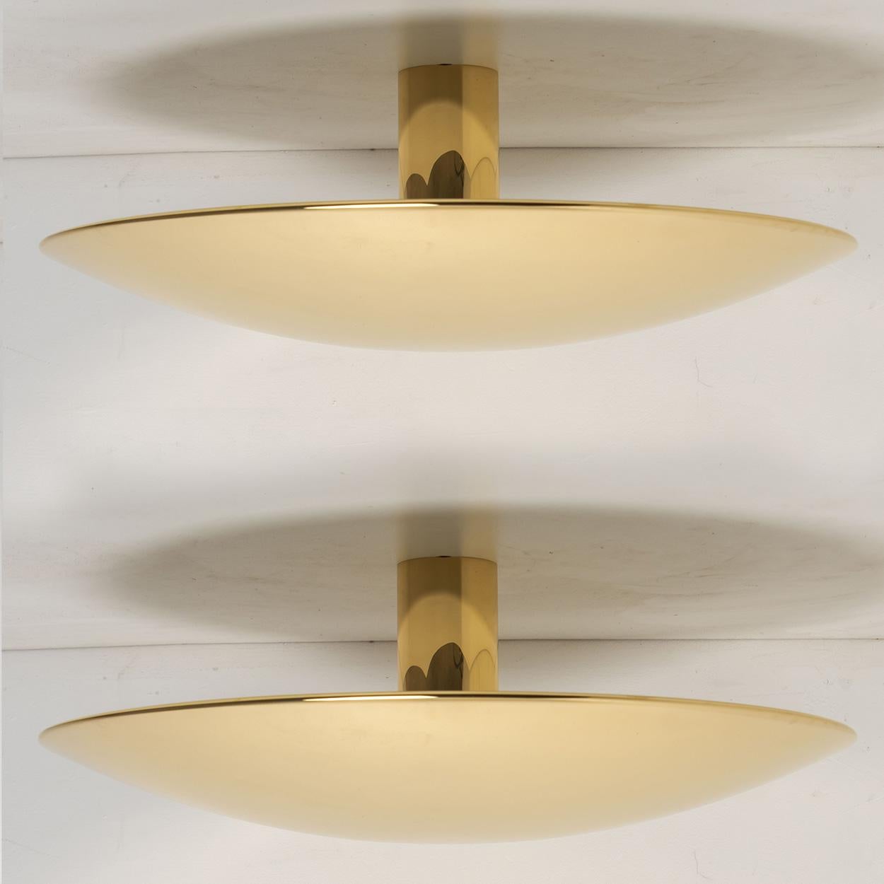 1 of the 2 Large Florian Schulz Brass Flushmount Ceiling /Wall Lights, 1970 For Sale 2