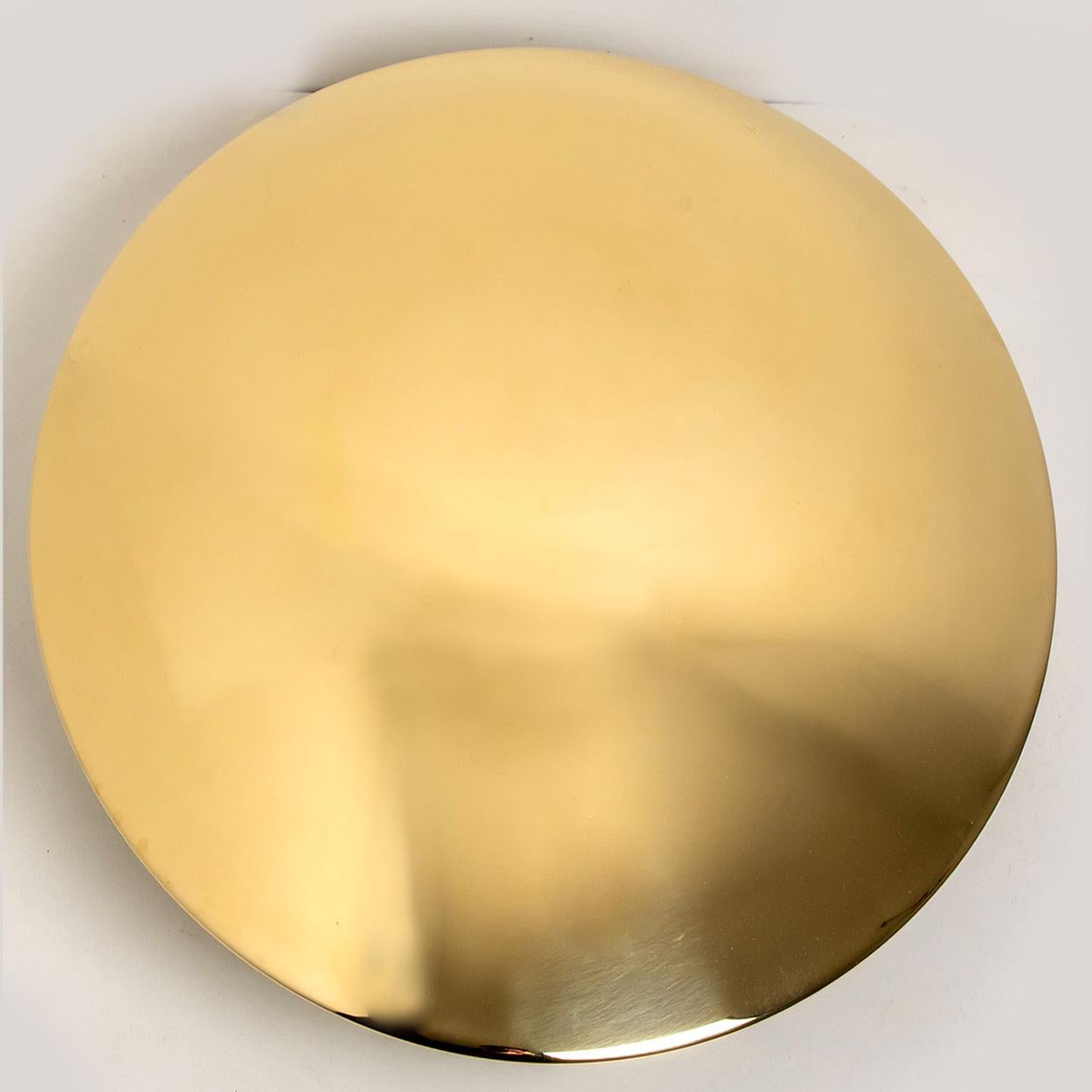 Mid-Century Modern 1 of the 2 Large Florian Schulz Brass Flushmount Ceiling /Wall Lights, 1970 For Sale