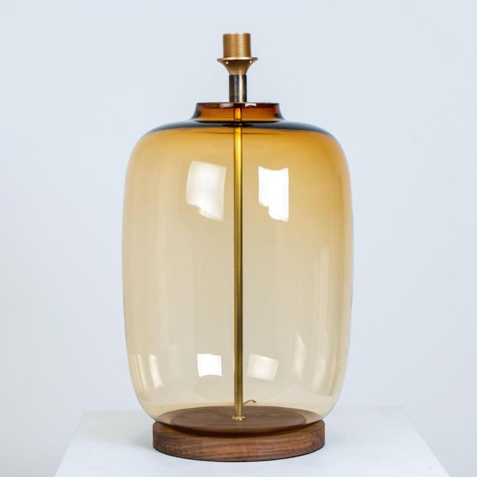 Hand-Crafted 1 of the 2 Large Glass Shaped Table Lamp with Custom Made Silk Lamp R Houben For Sale