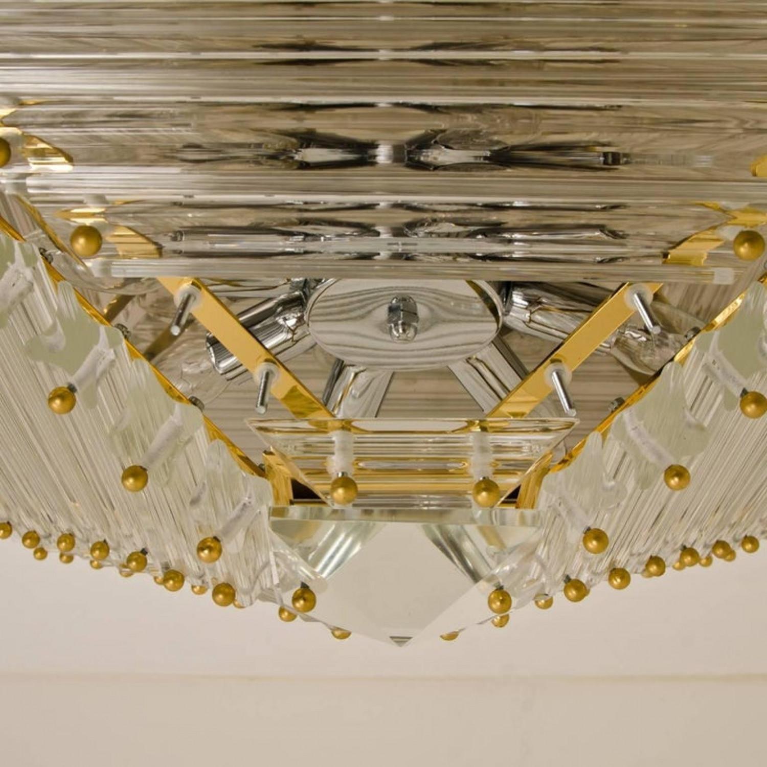 1 of the 2 Large Gold-Plated Piramide Venini Flush Mounts, 1970s, Italy For Sale 2