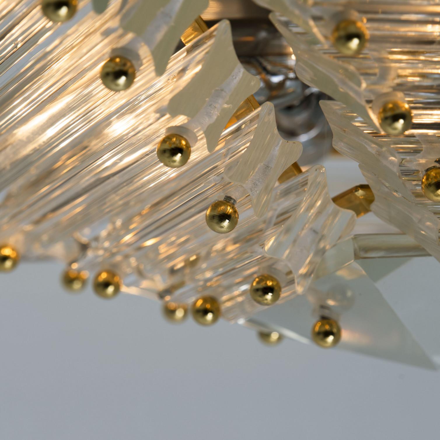 1 of the 2 Large Gold-Plated Piramide Venini Flush Mounts, 1970s, Italy For Sale 5