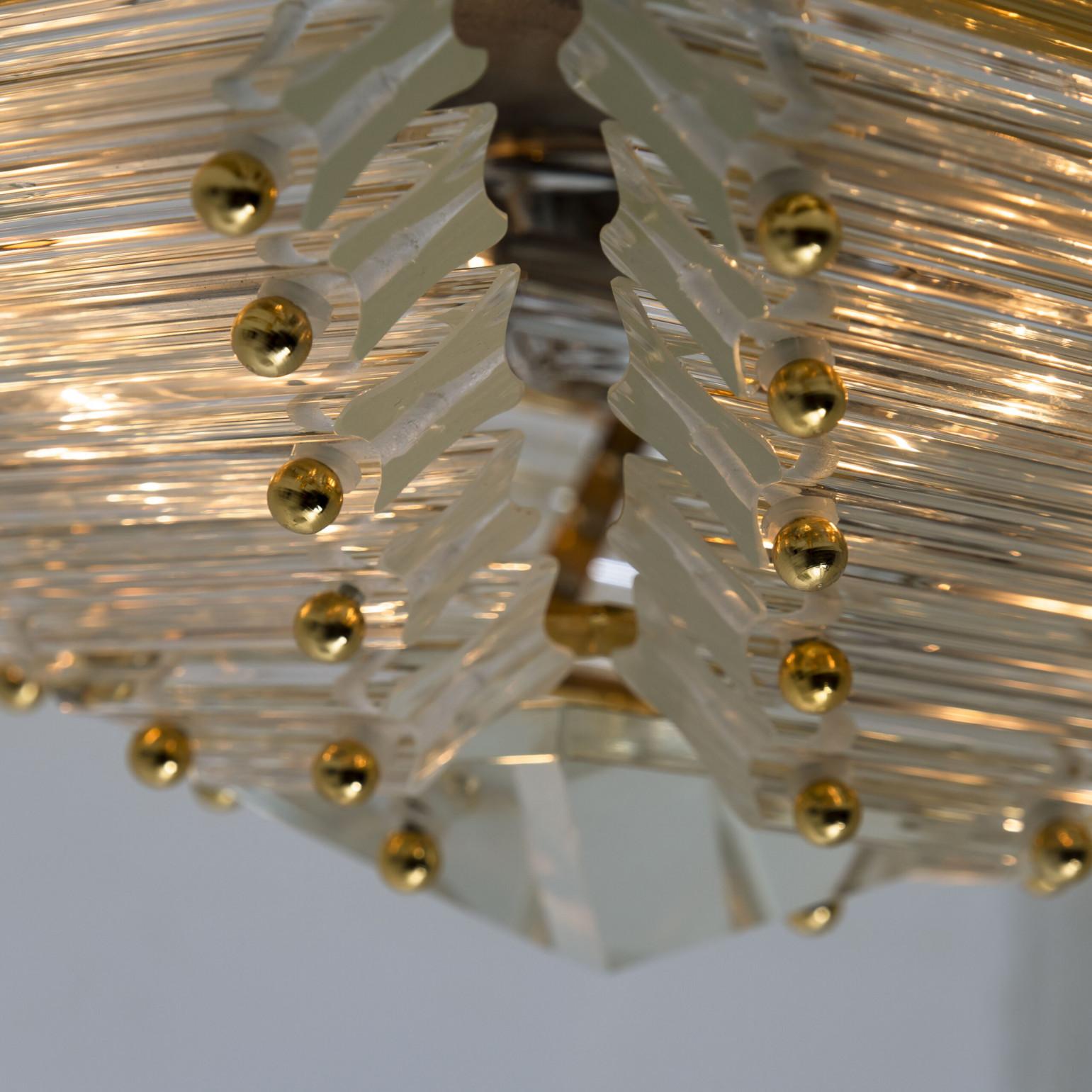 1 of the 2 Large Gold-Plated Piramide Venini Flush Mounts, 1970s, Italy For Sale 6