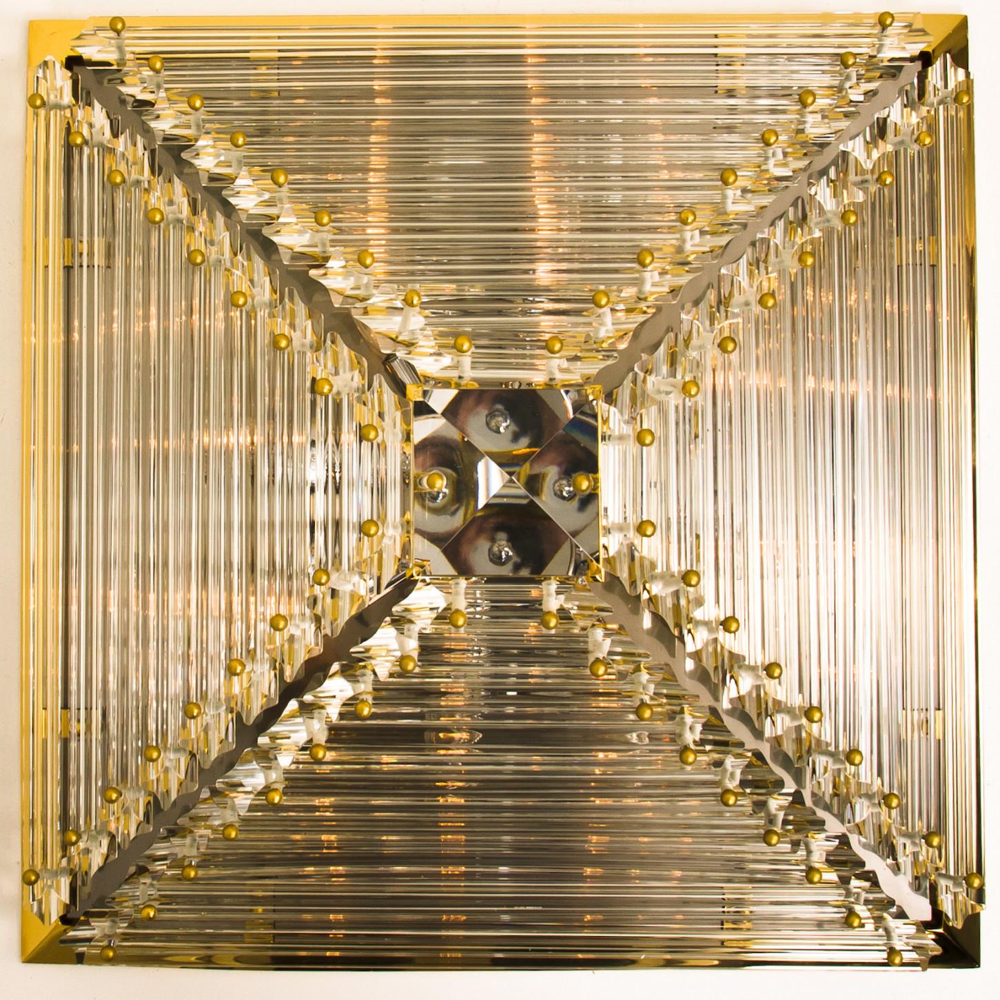 1 of the 2 Large Gold-Plated Piramide Venini Flush Mounts, 1970s, Italy For Sale 11