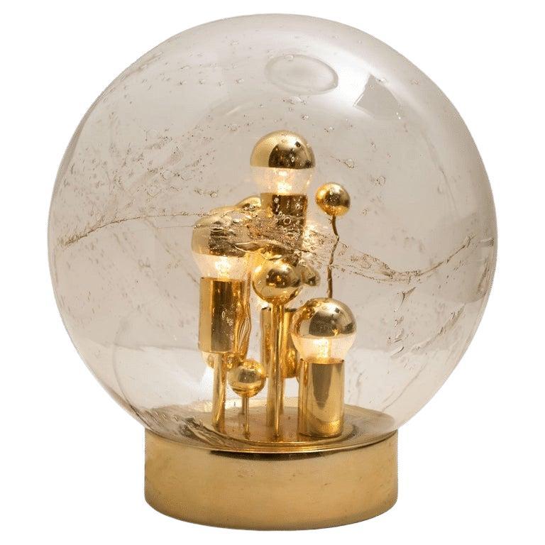 1 of the 2 Large Hand Blown Bubble Glass Doria Table Lamps, 1970