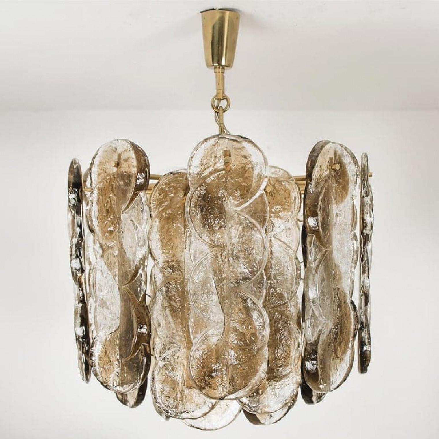 1 of the 2 Large Kalmar Chandeliers Citrus Swirl Smoked Glass, Austria, 1969 For Sale 6