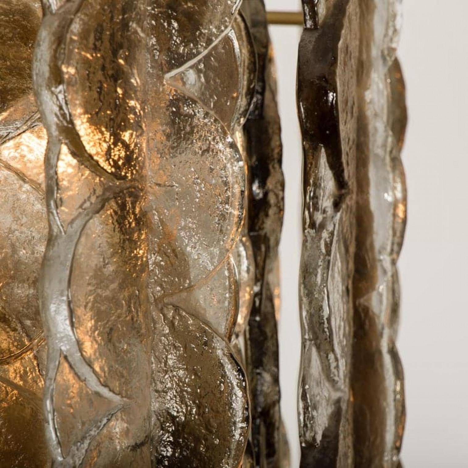 Hand-Crafted 1 of the 2 Large Kalmar Chandeliers Citrus Swirl Smoked Glass, Austria, 1969 For Sale