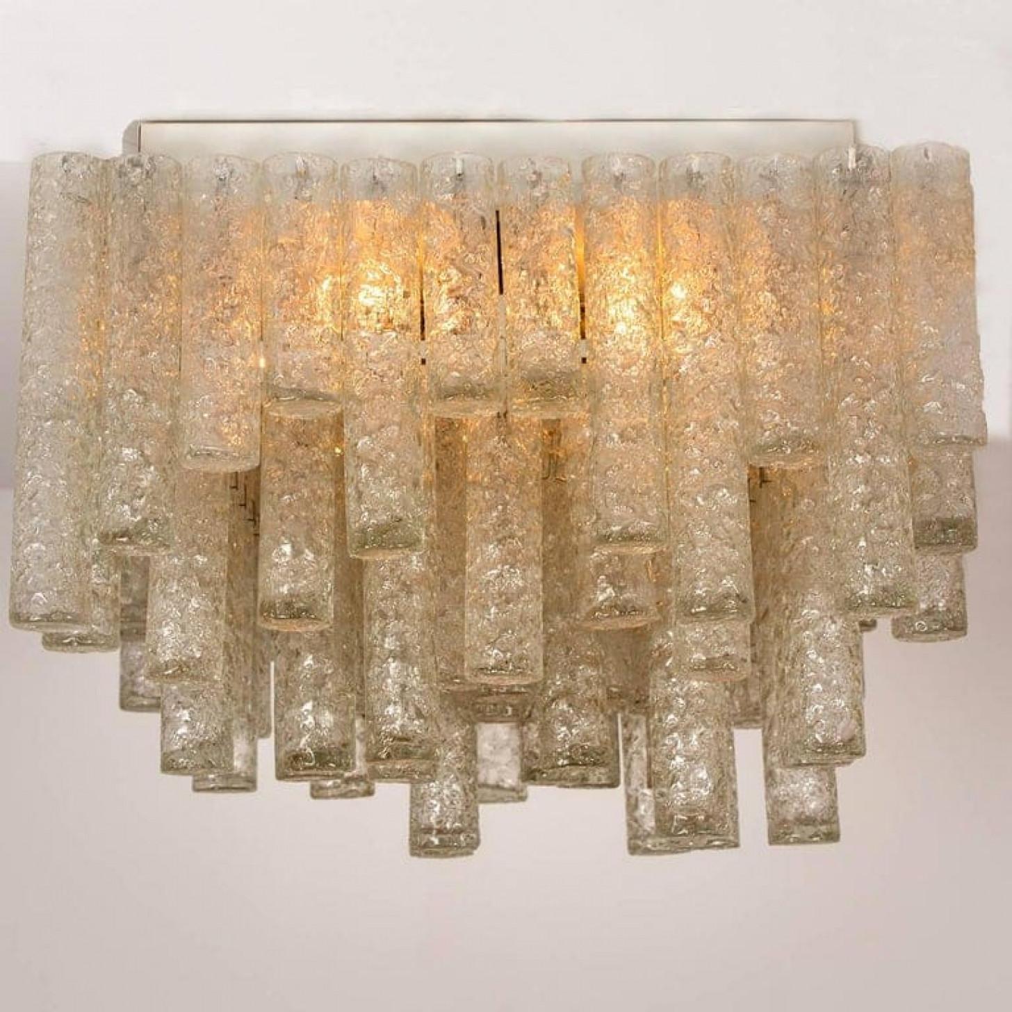 1 of the 2 Large Modern Clean Square Blown Flush Mount Doria, 1960 For Sale 2
