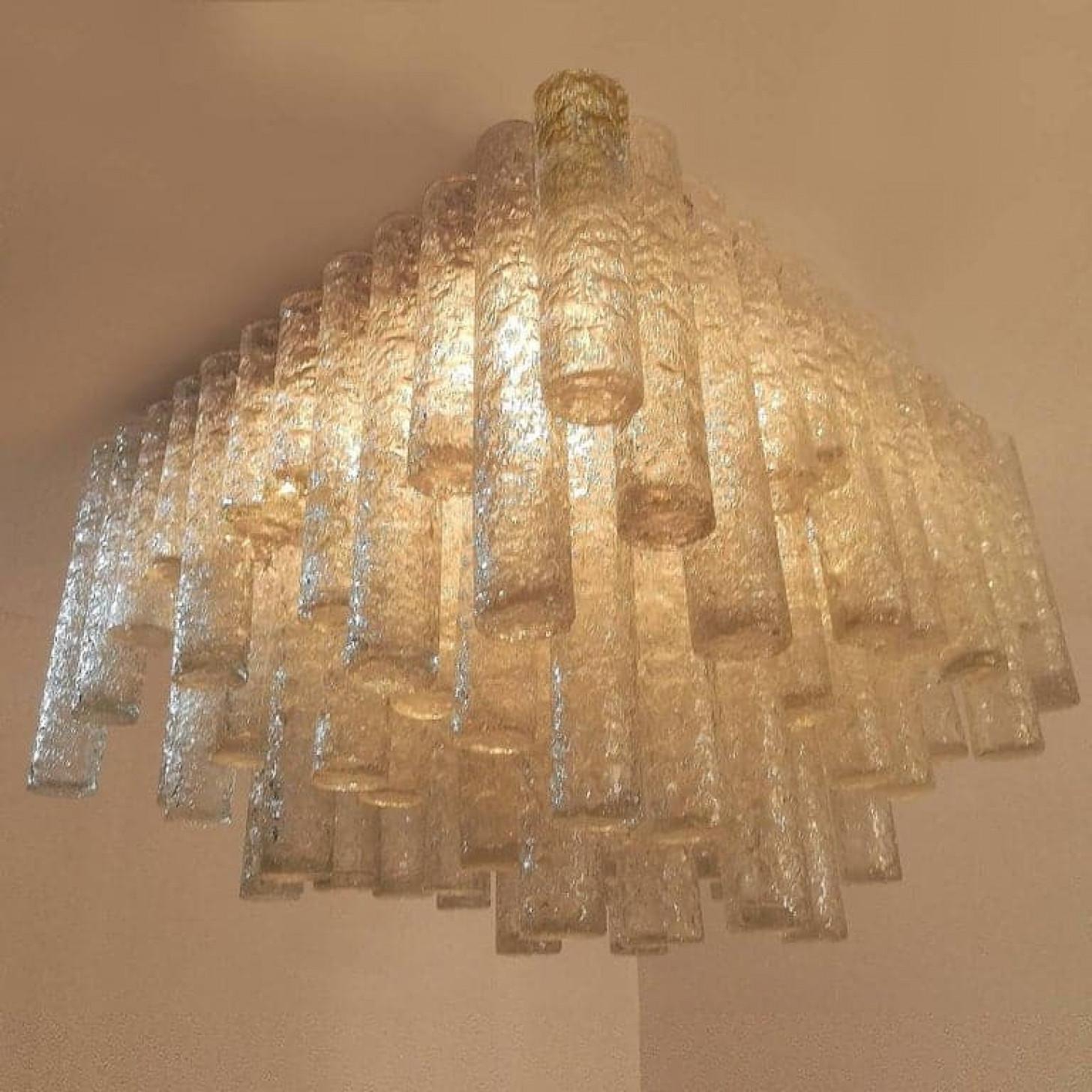 1 of the 2 Large Modern Clean Square Blown Flush Mount Doria, 1960 For Sale 3