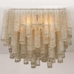1 of the 2 Large Modern Clean Square Blown Flush Mount Doria, 1960