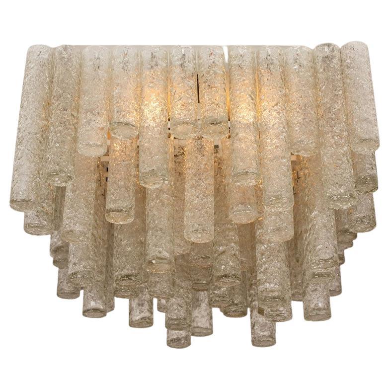 1 of the 2 Large Modern Clean Square Blown Flush Mount Doria, 1960 For Sale