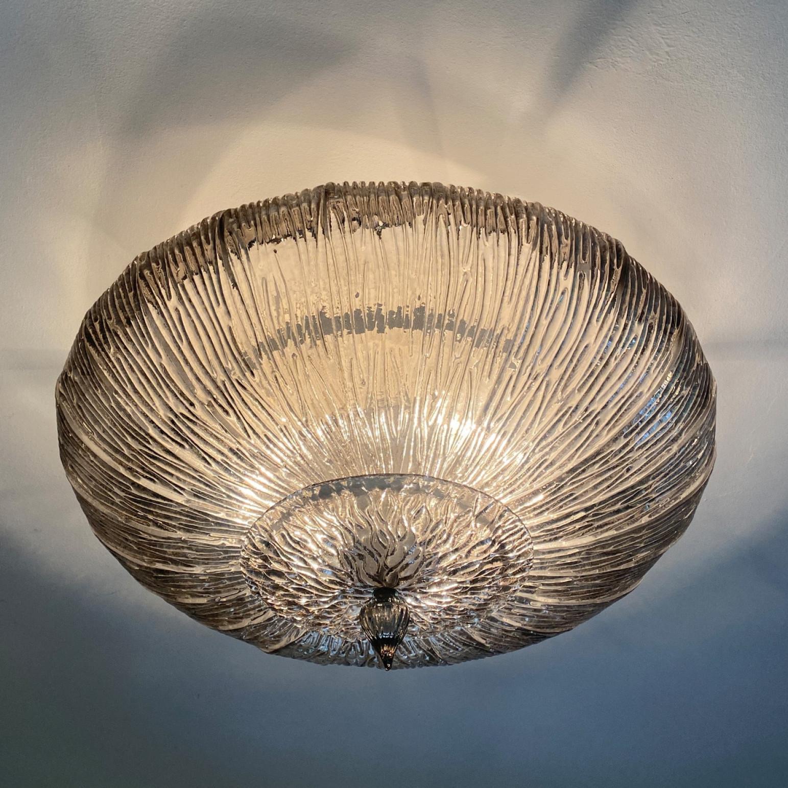 1 de los 2 grandes empotrables de cristal ahumado Fumè Brindle de Murano, Italia Otro