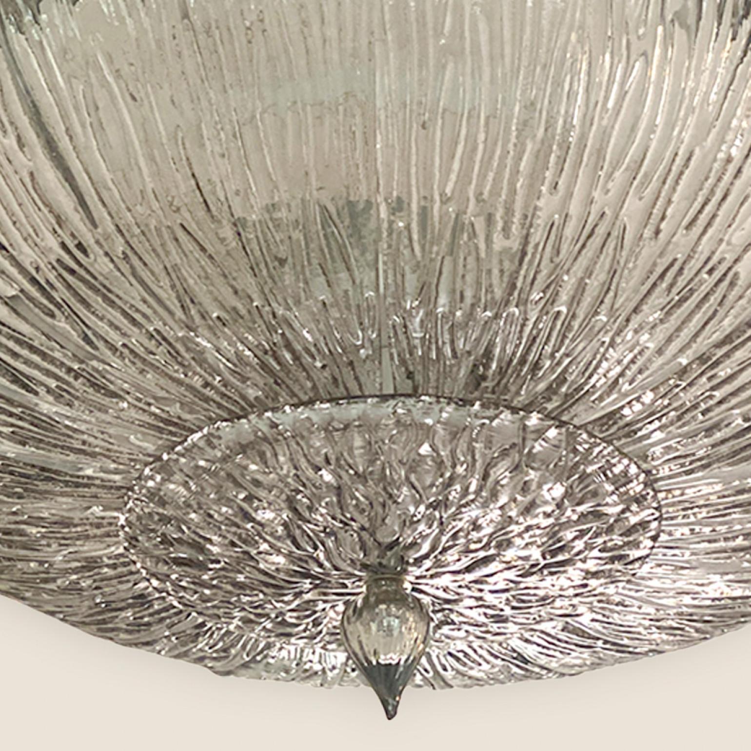 1 de los 2 grandes empotrables de cristal ahumado Fumè Brindle de Murano, Italia en Bueno Estado en Rijssen, NL