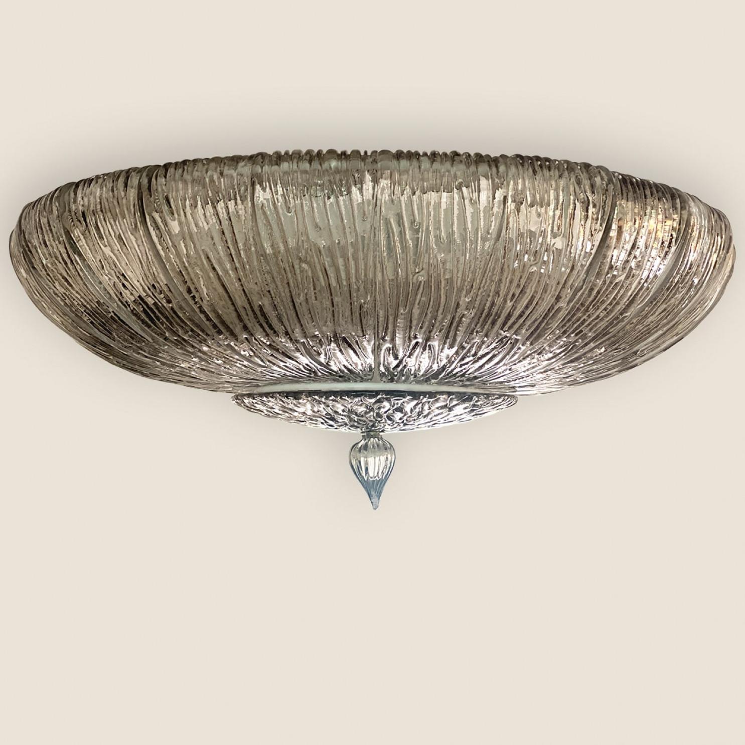 1 de los 2 grandes empotrables de cristal ahumado Fumè Brindle de Murano, Italia Siglo XXI y contemporáneo