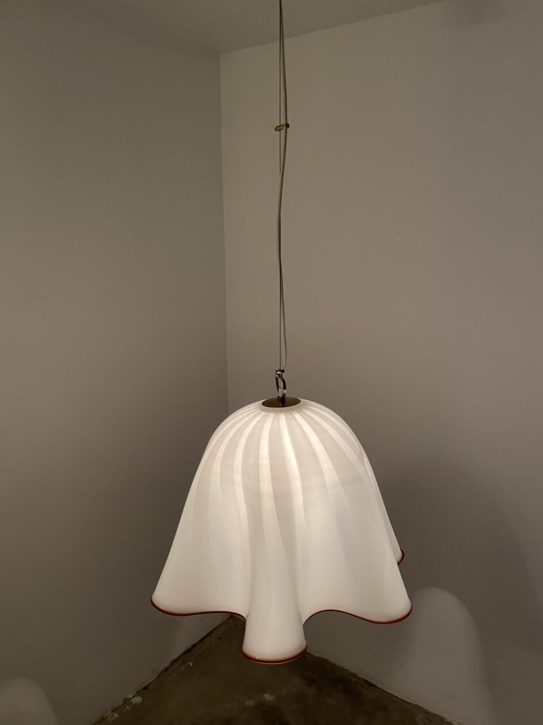 1 of the 2 Large Murano Glass Fazzoletto Pendant Light by J.T. Kalmar, 1960s For Sale 2