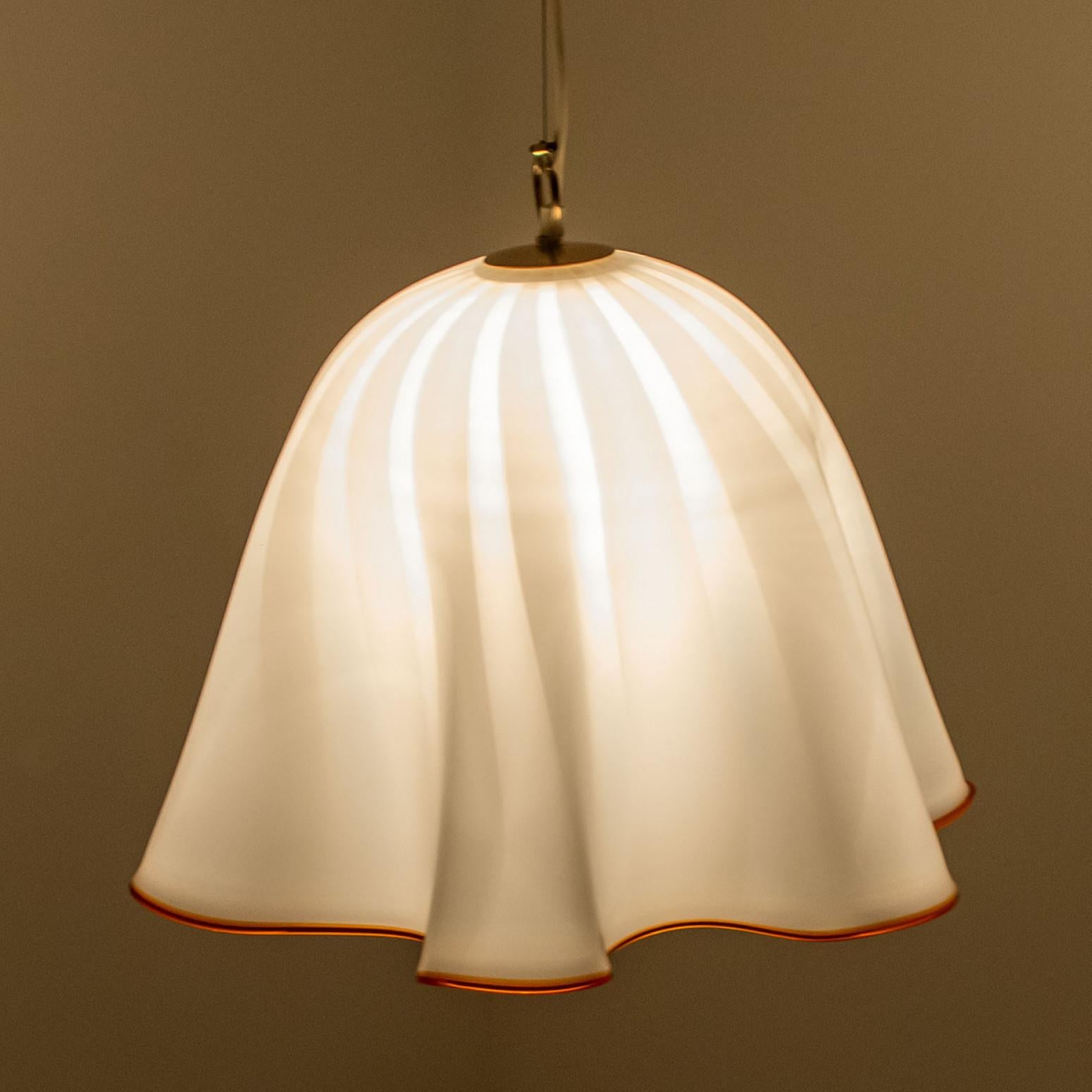 1 of the 2 Large Murano Glass Fazzoletto Pendant Light by J.T. Kalmar, 1960s For Sale 6