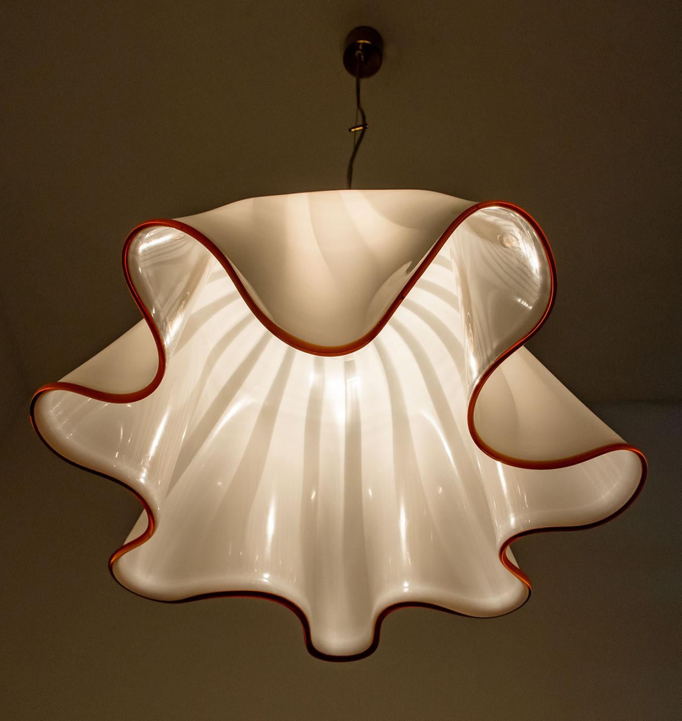 1 of the 2 Large Murano Glass Fazzoletto Pendant Light by J.T. Kalmar, 1960s For Sale 8