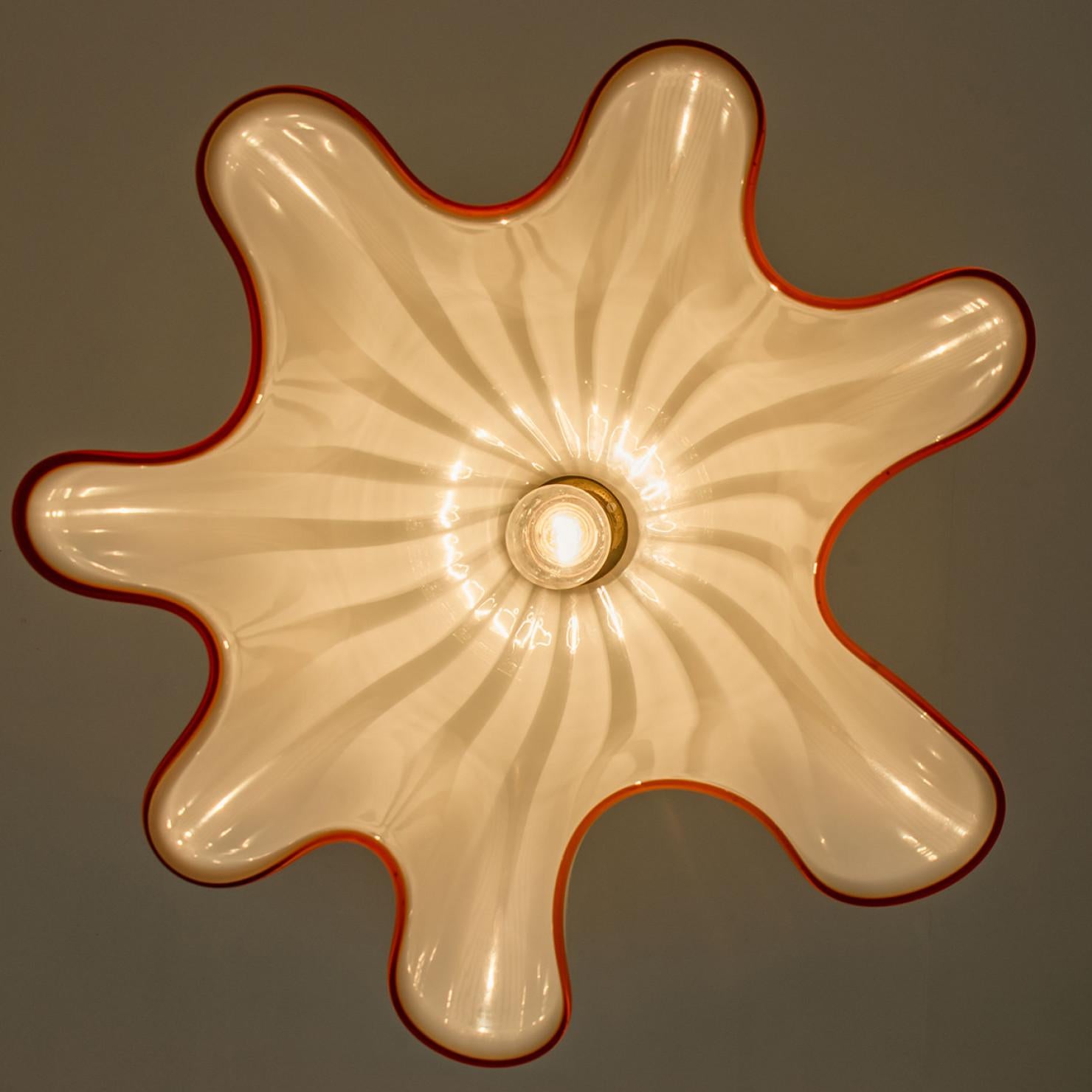 1 of the 2 Large Murano Glass Fazzoletto Pendant Light by J.T. Kalmar, 1960s For Sale 9