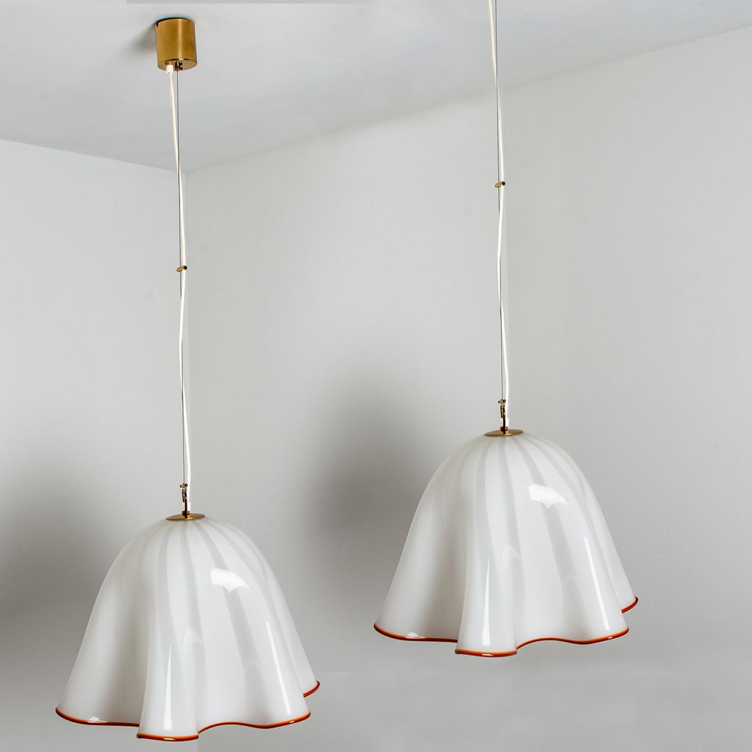 Austrian 1 of the 2 Large Murano Glass Fazzoletto Pendant Light by J.T. Kalmar, 1960s For Sale