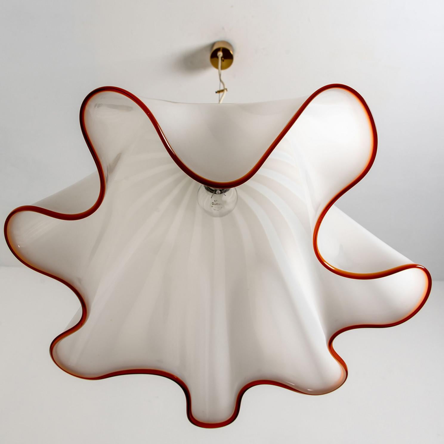 Austrian 1 of the 2 Large Murano Glass Fazzoletto Pendant Light by J.T. Kalmar, 1960s