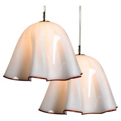 1 of the 2 Large Murano Glass Fazzoletto Pendant Light by J.T. Kalmar, 1960s