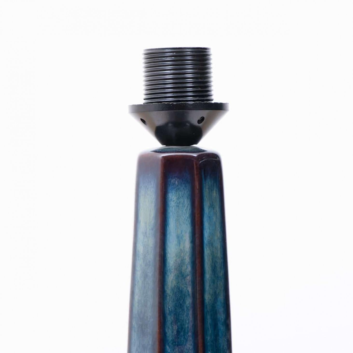 1 der 2 großen Soholm-Lampen mit neuem blauem, maßgefertigtem Lampenschirm aus Seide Houben, 19 im Angebot 2