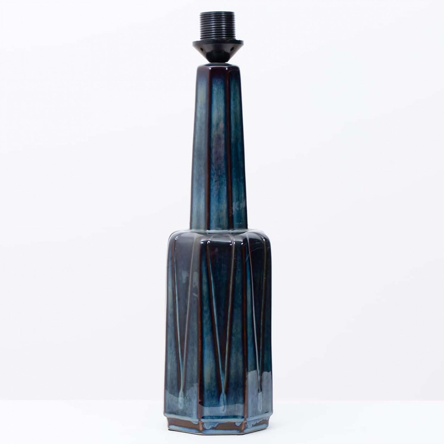 1 des 2 grandes lampes Soholm avec abat-jour en soie bleue fait sur mesure Houben, 19 en vente 3