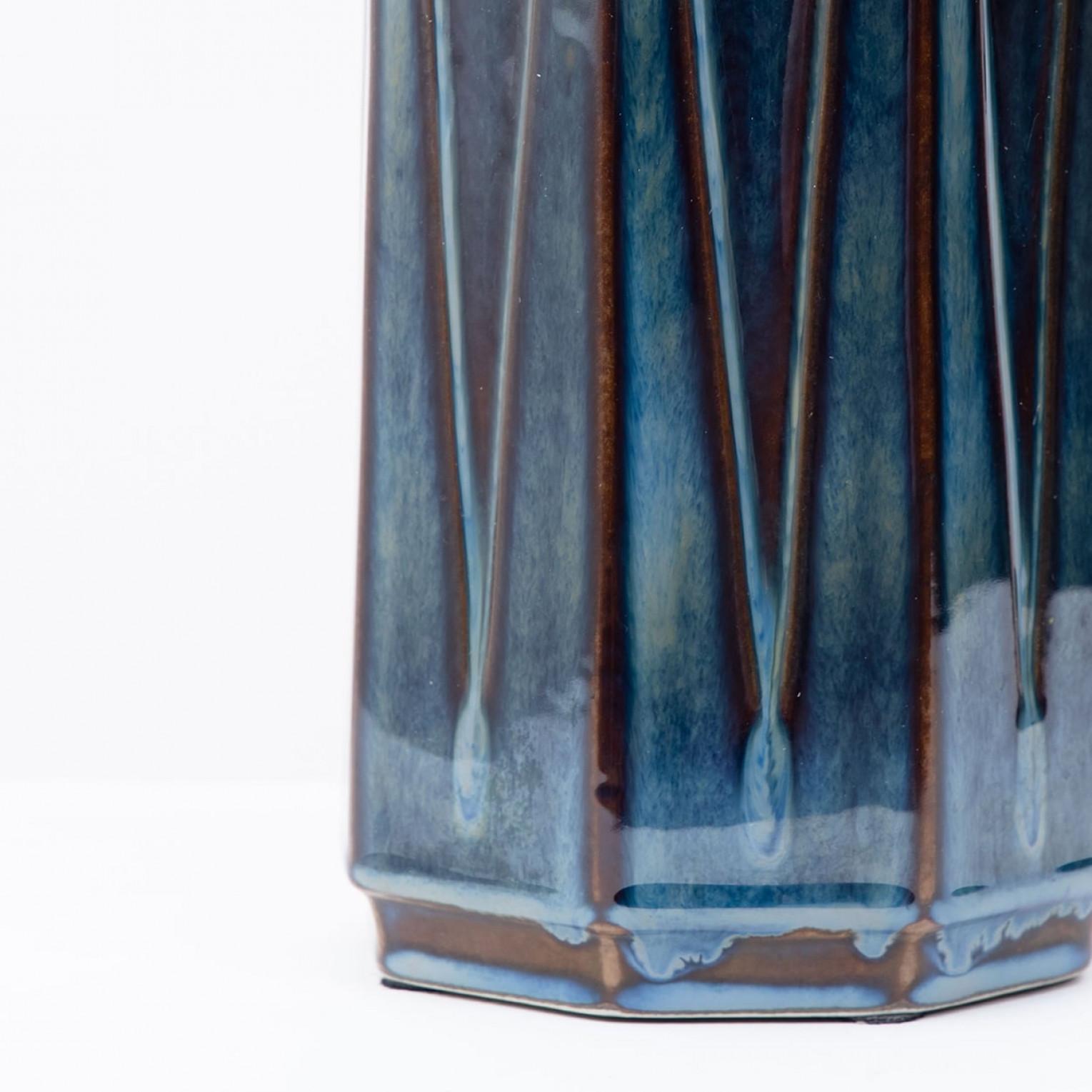 1 of the 2 Large Soholm Lamp with New Blue Silk Custom Made Lampshade Houben, 19 For Sale 4