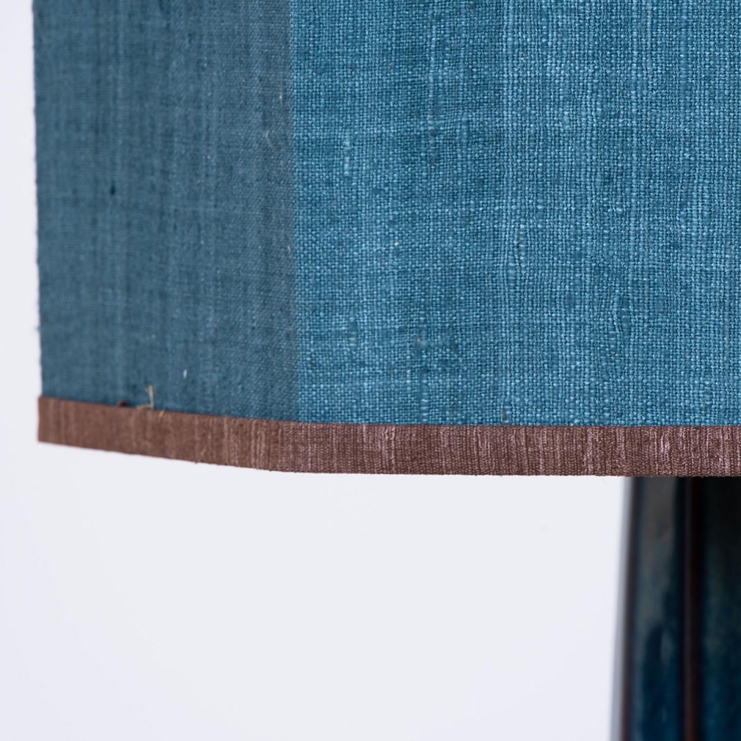 1 of the 2 Large Soholm Lamp with New Blue Silk Custom Made Lampshade Houben, 19 In Good Condition For Sale In Rijssen, NL