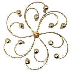 1 dei 2 Leola Sculptural Brass 13-Light Ceiling or Wall Flush Mount, anni '70