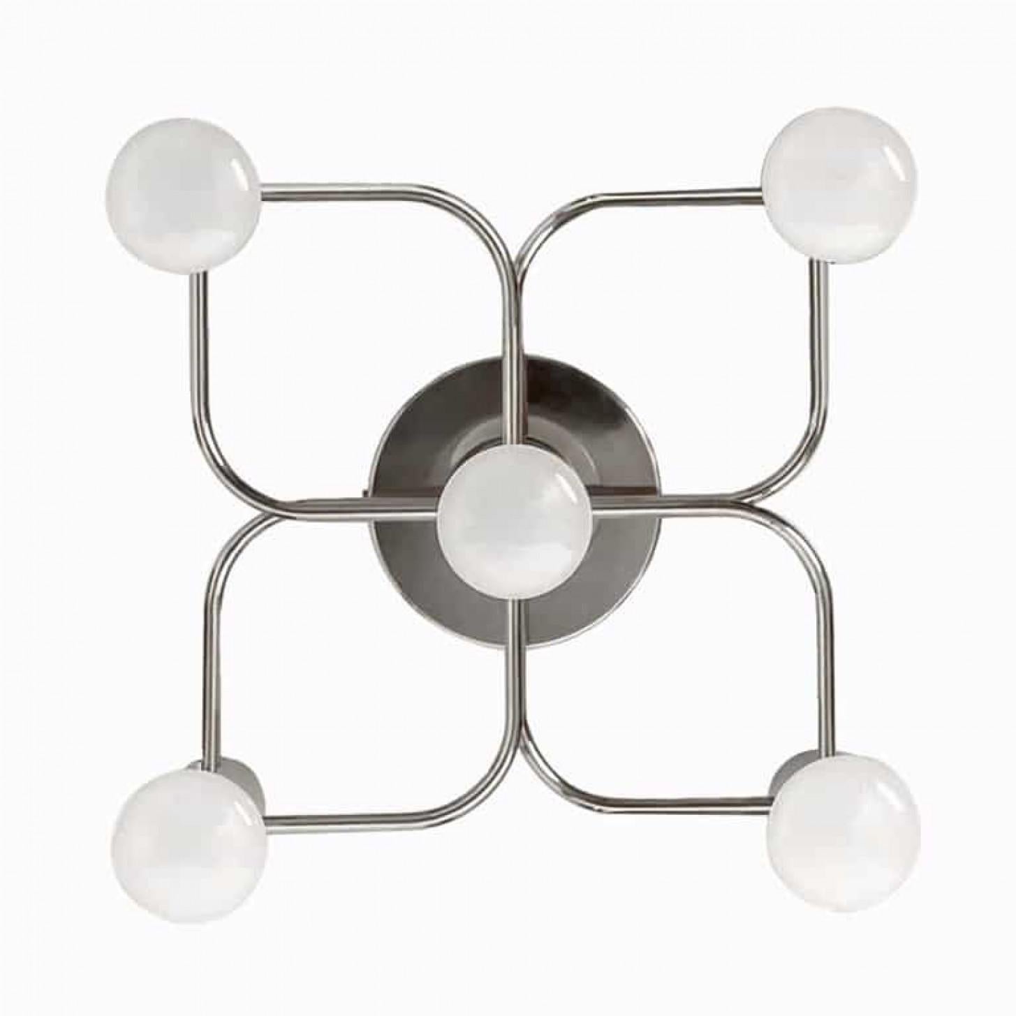 1 des 2 superbes encastrés de plafond ou muraux de style Sciolari par Leola. Fabriqué en chrome, Allemagne, années 1960.

Peut être utilisée comme applique de plafond ou comme applique murale expressive.

Objet vintage en très bon état. Nettoyé et