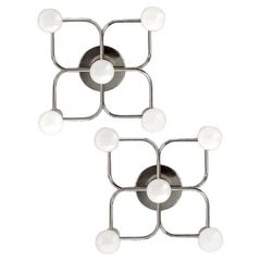 1 des 2 pièces  Leola Sculptural Brass 4-Light Ceiling or Wall Flush Mounts, 1970