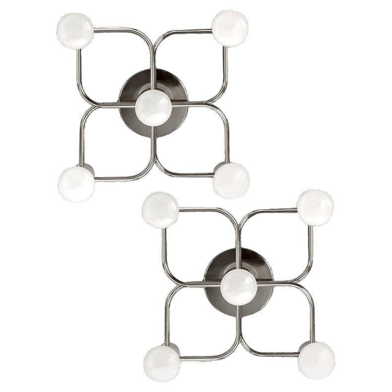 1 of the 2 Leola Sculptural Brass 4-Light Ceiling or Wall Flush Mounts, 1970s en vente