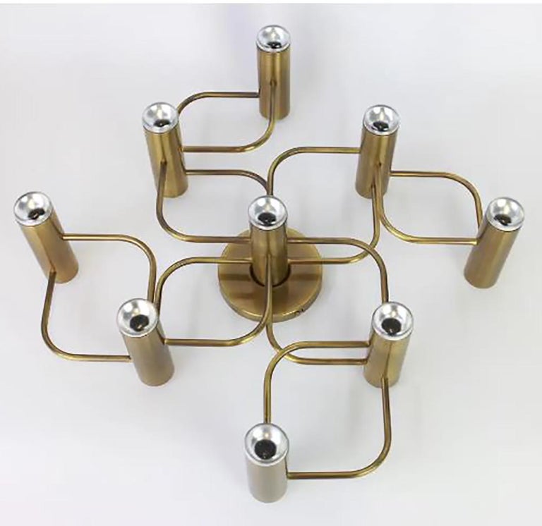 1 of the 2 Leola Sculptural Brass 9-Light Ceiling or Wall Flush Mount, for Paula In Good Condition For Sale In Rijssen, NL