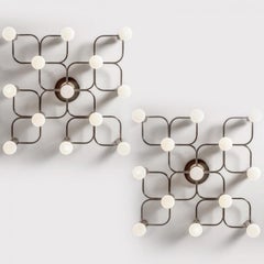 1 of the 2 Leola Sculptural Chrome 9-Light Ceiling or Wall Flush Mount, 1970