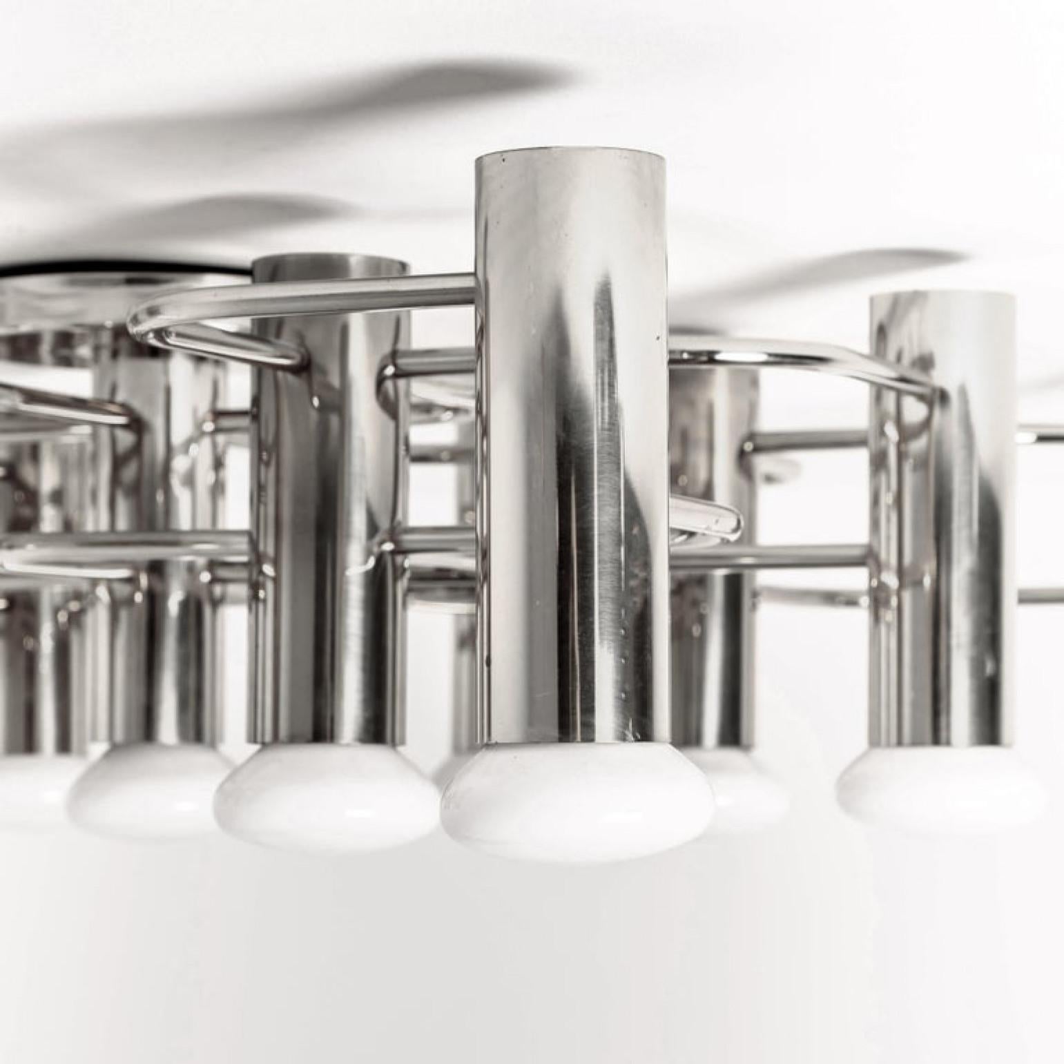 Other 1 of the 2 Leola Sculptural Chrome 9-Light Ceiling or Wall Flush Mount, 1970 For Sale