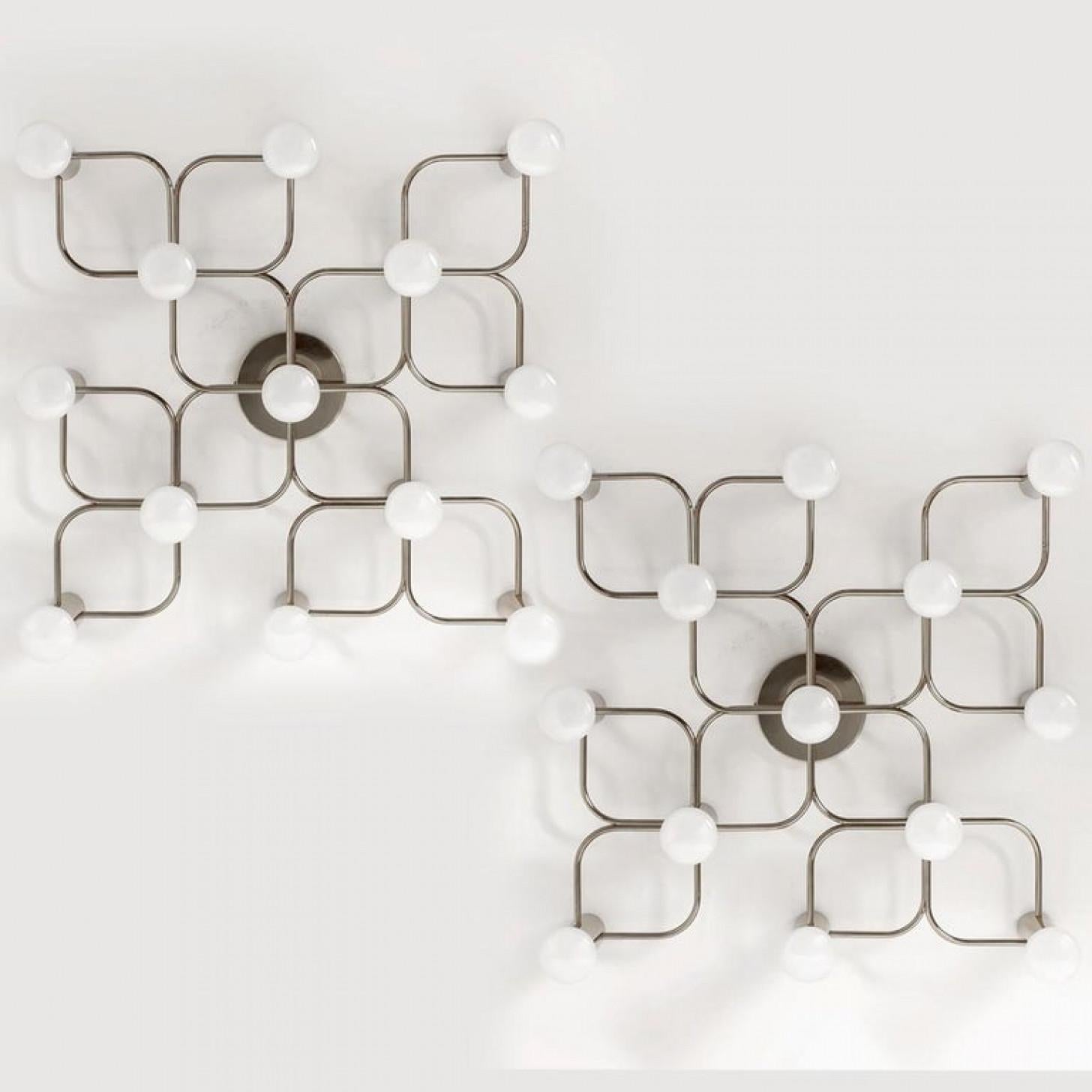 1 de 2 Plafón o aplique escultórico Leola cromado de 9 luces, 1970 siglo XX en venta