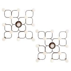 1 of the 2 Leola Sculptural Chrome 9-Light Ceiling or Wall Flush Mount, 1970