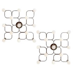 1 dei 2 Leola Sculptural Chrome 9-Light Ceiling or Wall Flush Mount, 1970