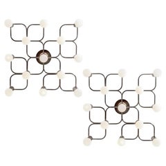 1 of the 2 Leola Sculptural Chrome 9-Light Ceiling or Wall Flush Mount, 1970