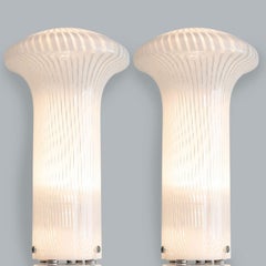 1 of the 2 Mario Ticco Glass Spiral 'Boletus' Table Lamps by Venini, Italy 1970